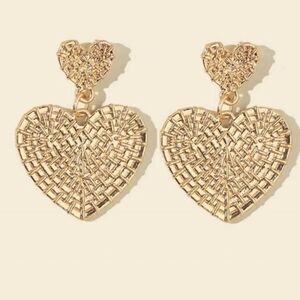 Gold Heart Earrings A973